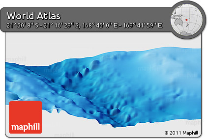 Physical Panoramic Map of the Area around 21° 33' 19" S, 169° 13' 29" E