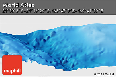 Physical Panoramic Map of the Area around 21° 33' 19" S, 169° 13' 29" E