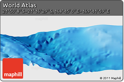 Physical Panoramic Map of the Area around 21° 33' 19" S, 169° 13' 29" E