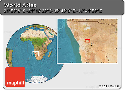 Satellite Location Map of the Area around 21° 33' 19" S, 16° 13' 30" E