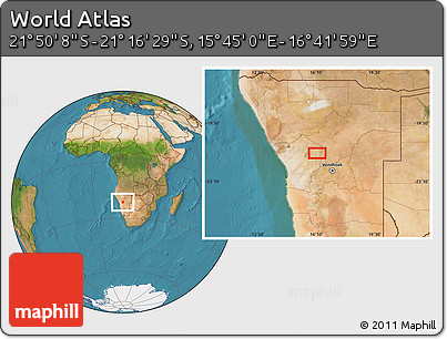 Satellite Location Map of the Area around 21° 33' 19" S, 16° 13' 30" E