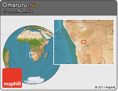 Satellite Location Map of Omaruru