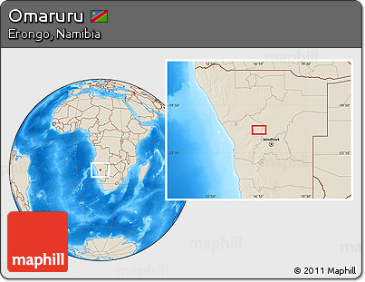 Shaded Relief Location Map of Omaruru
