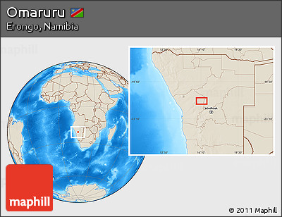 Shaded Relief Location Map of Omaruru