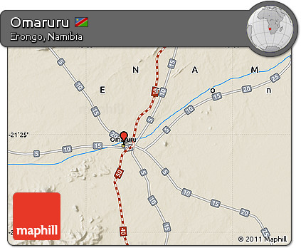 Shaded Relief Map of Omaruru