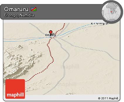 Shaded Relief Panoramic Map of Omaruru