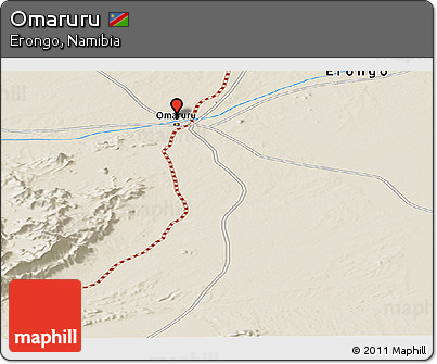 Shaded Relief Panoramic Map of Omaruru