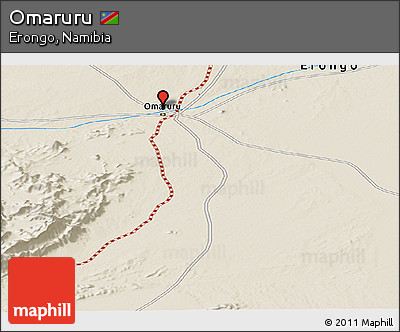 Shaded Relief Panoramic Map of Omaruru