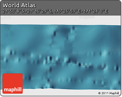 Satellite 3D Map of the Area around 21° 33' 19" S, 170° 55' 30" E