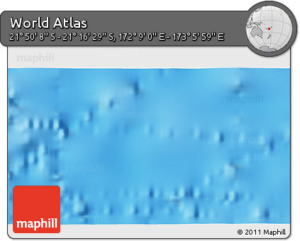 Physical 3D Map of the Area around 21° 33' 19" S, 172° 37' 30" E