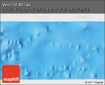 Physical 3D Map of the Area around 21° 33' 19" S, 172° 37' 30" E