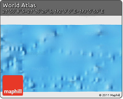 Physical 3D Map of the Area around 21° 33' 19" S, 172° 37' 30" E