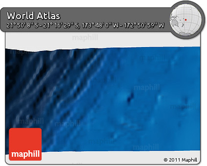 Physical 3D Map of the Area around 21° 33' 19" S, 173° 19' 29" W