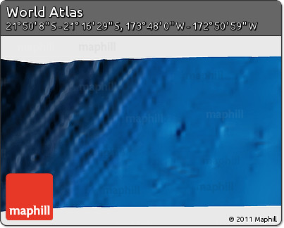 Physical 3D Map of the Area around 21° 33' 19" S, 173° 19' 29" W