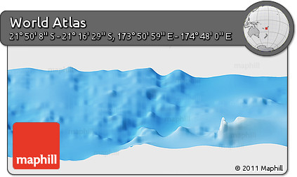 Physical Panoramic Map of the Area around 21° 33' 19" S, 174° 19' 29" E