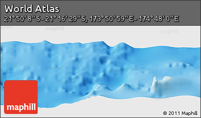 Physical Panoramic Map of the Area around 21° 33' 19" S, 174° 19' 29" E