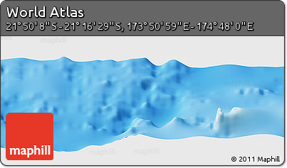 Physical Panoramic Map of the Area around 21° 33' 19" S, 174° 19' 29" E