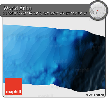 Political 3D Map of the Area around 21° 33' 19" S, 174° 10' 30" W