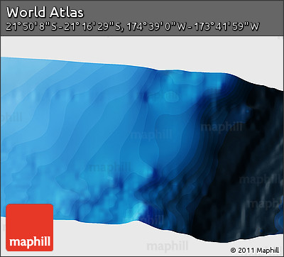 Political 3D Map of the Area around 21° 33' 19" S, 174° 10' 30" W