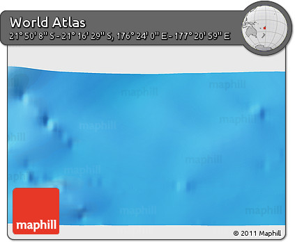 Physical 3D Map of the Area around 21° 33' 19" S, 176° 52' 30" E