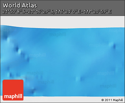 Physical 3D Map of the Area around 21° 33' 19" S, 176° 52' 30" E