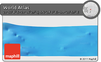 Physical Panoramic Map of the Area around 21° 33' 19" S, 176° 52' 30" E