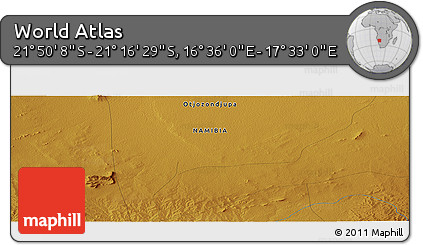 Physical Panoramic Map of the Area around 21° 33' 19" S, 17° 4' 30" E