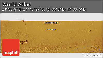 Physical Panoramic Map of the Area around 21° 33' 19" S, 17° 4' 30" E