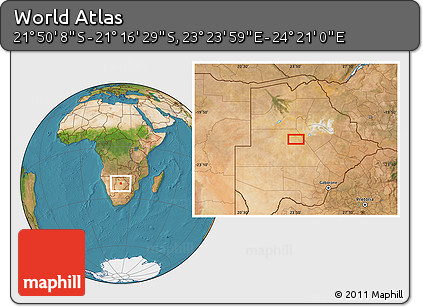 Satellite Location Map of the Area around 21° 33' 19" S, 23° 52' 30" E
