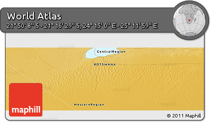 Physical Panoramic Map of the Area around 21° 33' 19" S, 24° 43' 30" E
