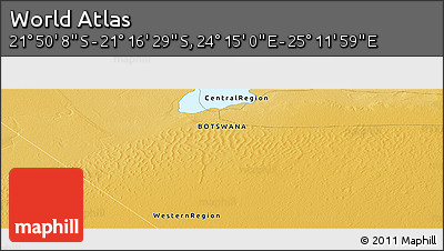 Physical Panoramic Map of the Area around 21° 33' 19" S, 24° 43' 30" E