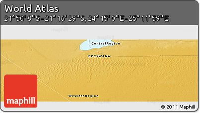 Physical Panoramic Map of the Area around 21° 33' 19" S, 24° 43' 30" E