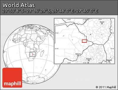 Blank Location Map of the Area around 21° 33' 19" S, 27° 16' 29" E
