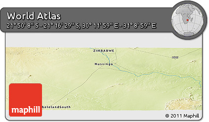 Physical Panoramic Map of the Area around 21° 33' 19" S, 30° 40' 29" E