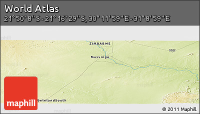 Physical Panoramic Map of the Area around 21° 33' 19" S, 30° 40' 29" E
