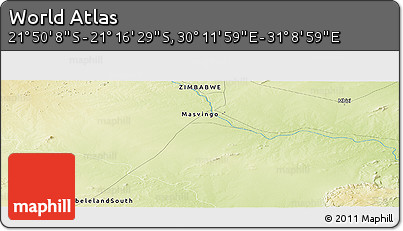 Physical Panoramic Map of the Area around 21° 33' 19" S, 30° 40' 29" E