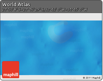 Shaded Relief 3D Map of the Area around 21° 33' 19" S, 32° 13' 30" W