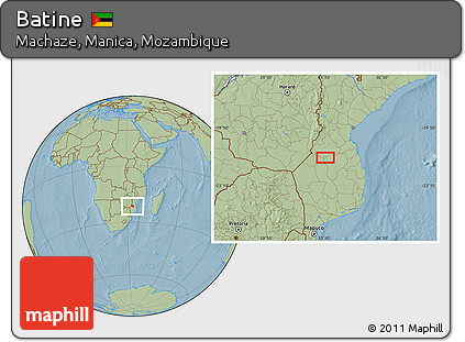 Savanna Style Location Map of Batine, hill shading