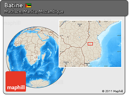 Shaded Relief Location Map of Batine