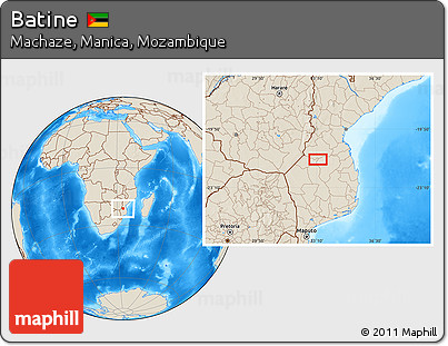 Shaded Relief Location Map of Batine