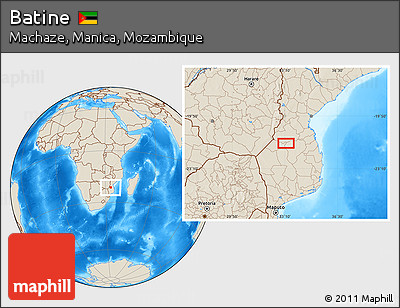 Shaded Relief Location Map of Batine