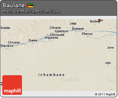 Shaded Relief Panoramic Map of Baulane