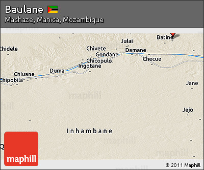 Shaded Relief Panoramic Map of Baulane