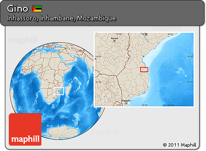 Shaded Relief Location Map of Gino