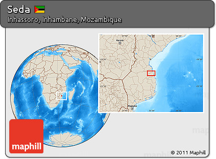 Shaded Relief Location Map of Seda