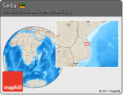 Shaded Relief Location Map of Seda