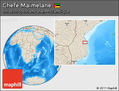 Shaded Relief Location Map of Chefe Maimelane