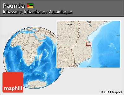 Shaded Relief Location Map of Paunda