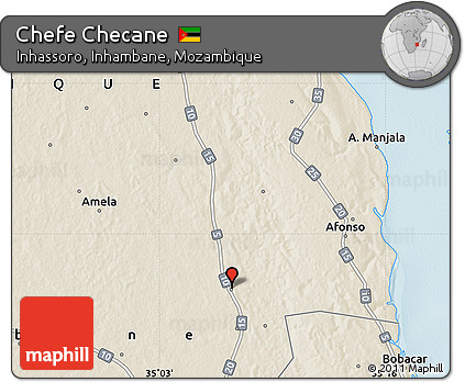 Shaded Relief Map of Chefe Checane