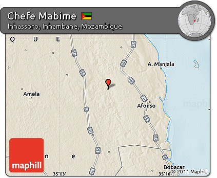 Shaded Relief Map of Chefe Mabime